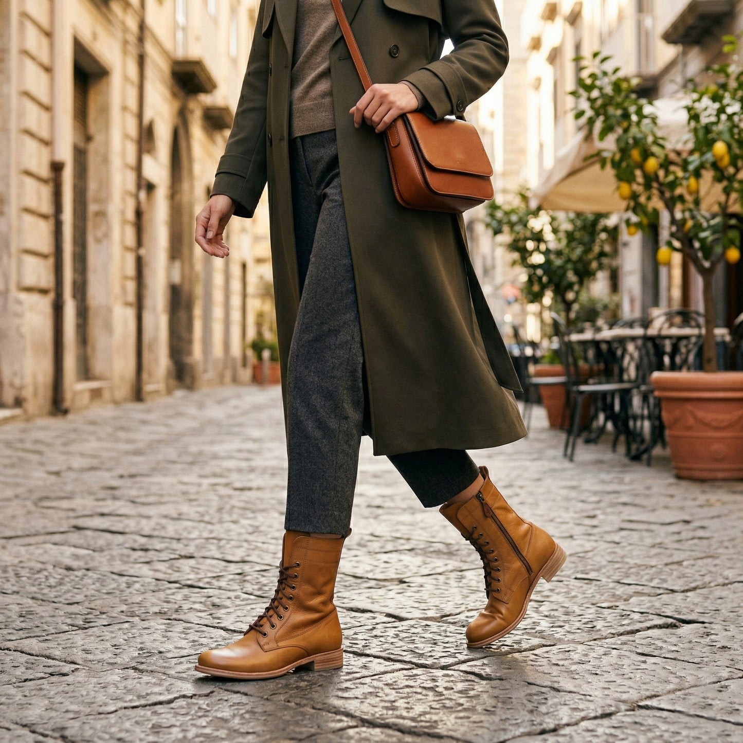 Anfibio EAGLE Stringato Artigianale in Vera Pelle Cuoio
