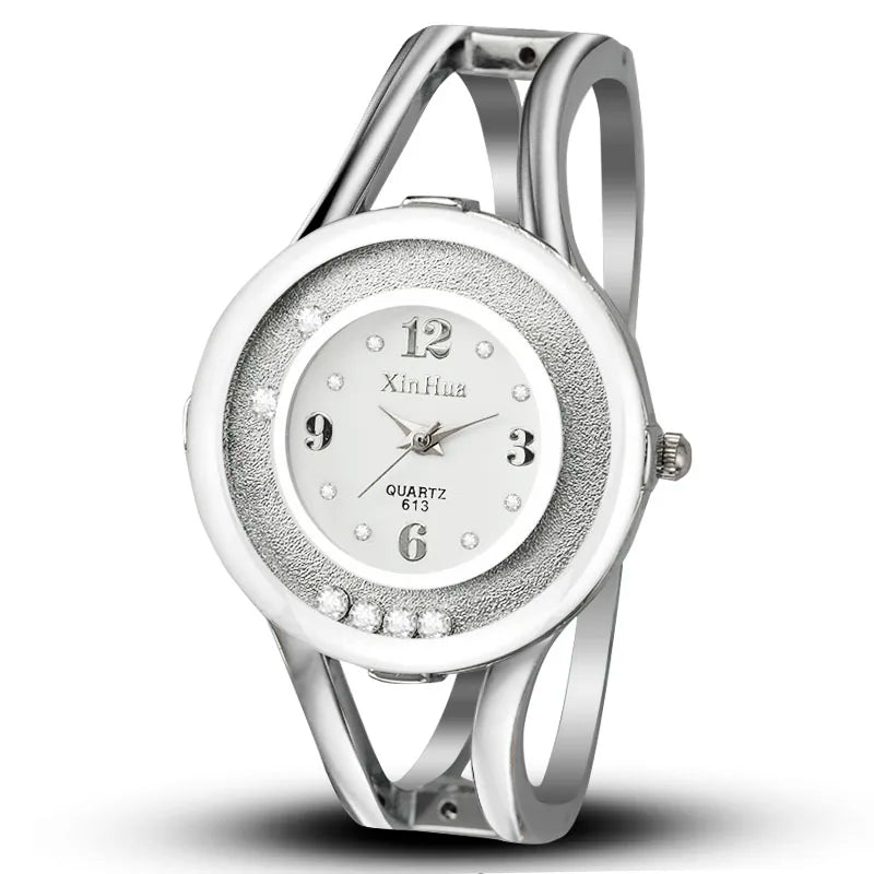 Orologi da donna Bracciale Relogio Feminino Orologio da polso al quarzo moda Orologio da polso da donna in acciaio inossidabile con cristallo Bayan Kol Sat