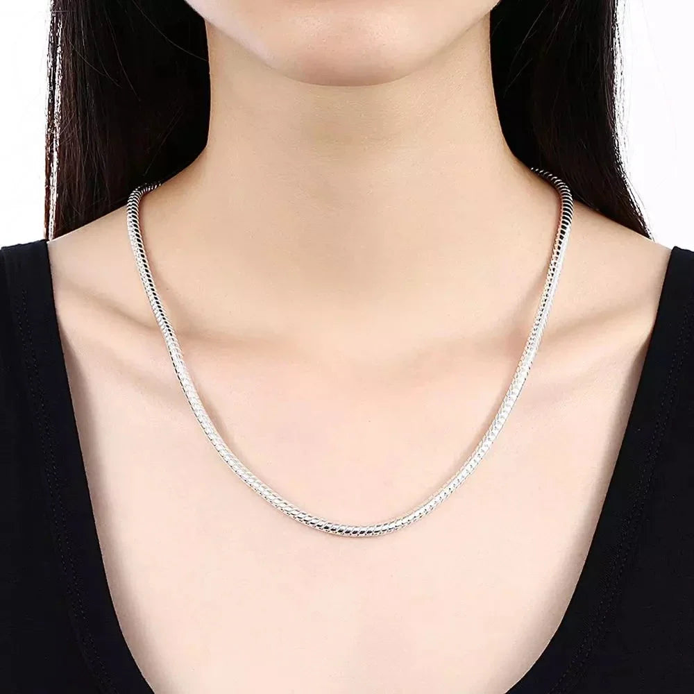 Fine 3MM Catena in osso di serpente Braccialetti in argento sterling 925 Collana Set di gioielli per uomo Donna Marchi di moda Regali di nozze per feste