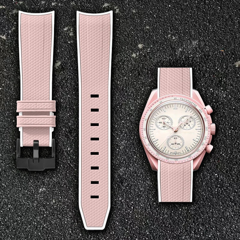 Per Omega Swatch 20mm Curva cinturino per orologio Speedmaster MoonSwatch Planet Snoopy cinturino cinturino a sgancio rapido braccialetto in gomma