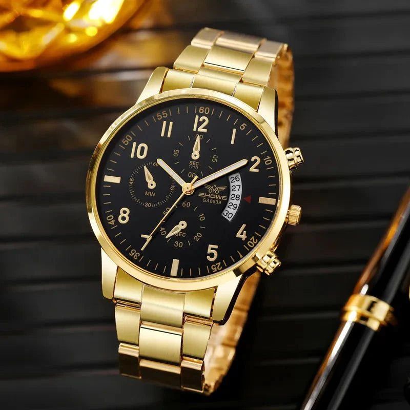 Orologio da uomo di lusso da 1 pezzo, calendario aziendale alla moda, orologio da cintura in acciaio da uomo, regalo di Natale per San Valentino
