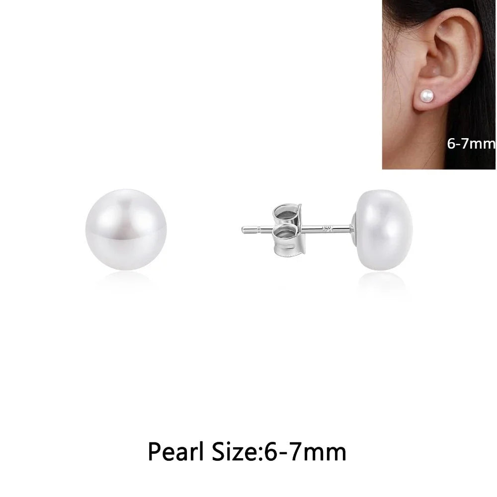 Orecchini a Perno con Perle Naturali d'Acqua Dolce per Donne, Argento Sterling 925, Gioielli Semplici e Colorati con Perle Selezionate a Mano