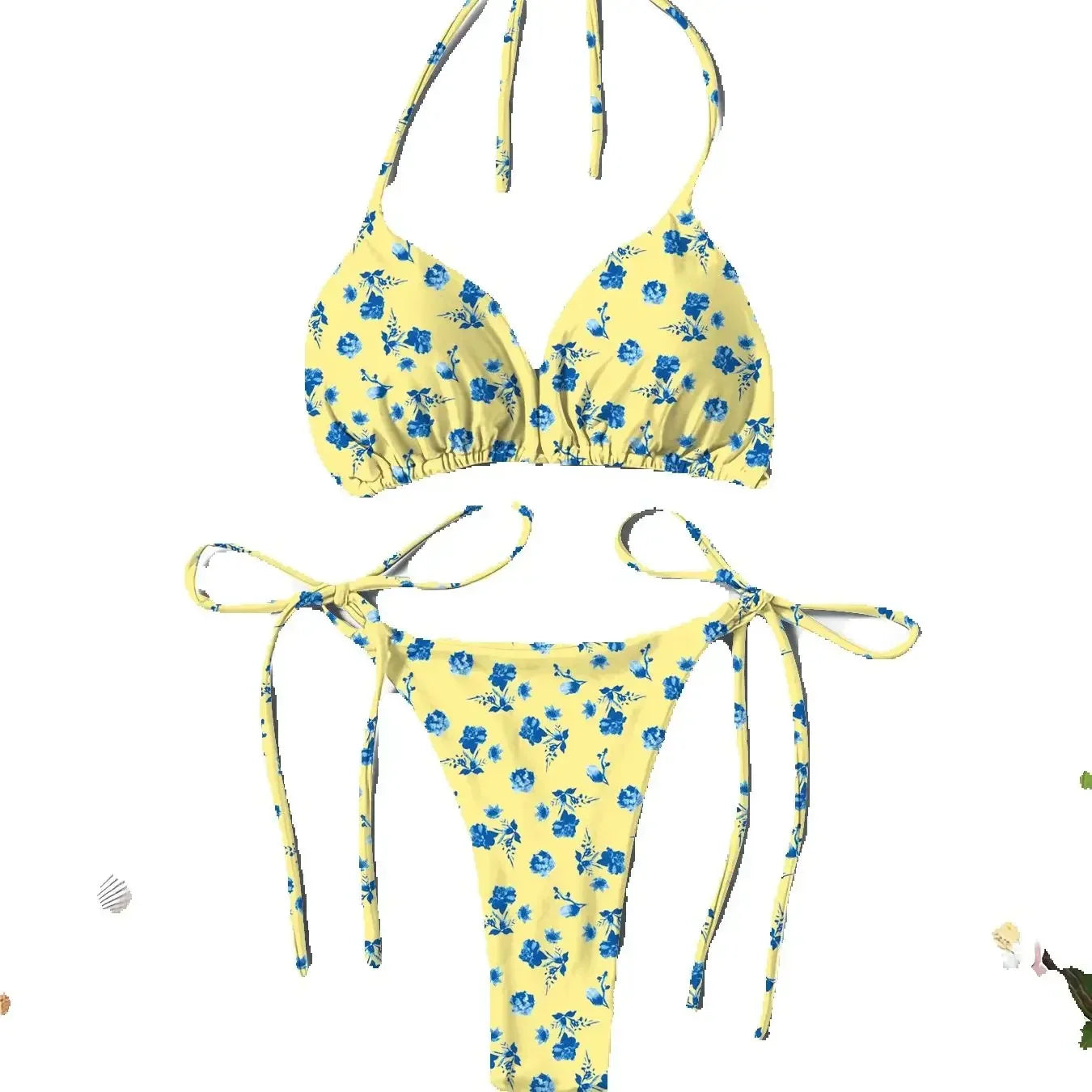 Nuovo Stile Bikini Due Pezzi da Donna Stampato, Fresco e Alla Moda, con Laccetti al Collo, Sexy e Trendy