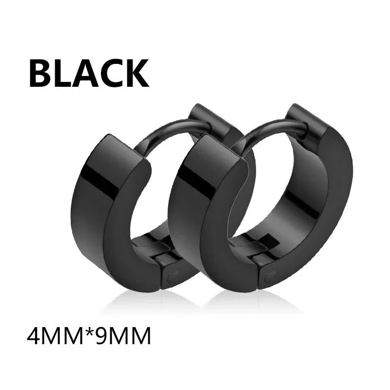 Orecchini a cerchio in acciaio inossidabile con glassa larga 2 pezzi orecchini rotondi neri per donna uomo Punk Vintage Circle Earring Jewelry Statement