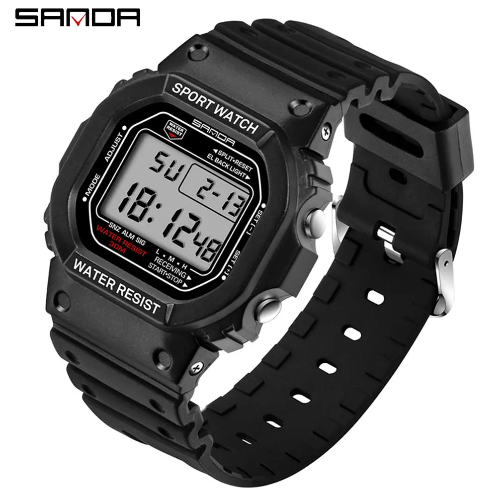 SANDA G Style LED Orologio digitale Unisex Antiurto Impermeabile Orologi sportivi Ragazzo Ragazza Cronometro Orologio elettronico a LED militare