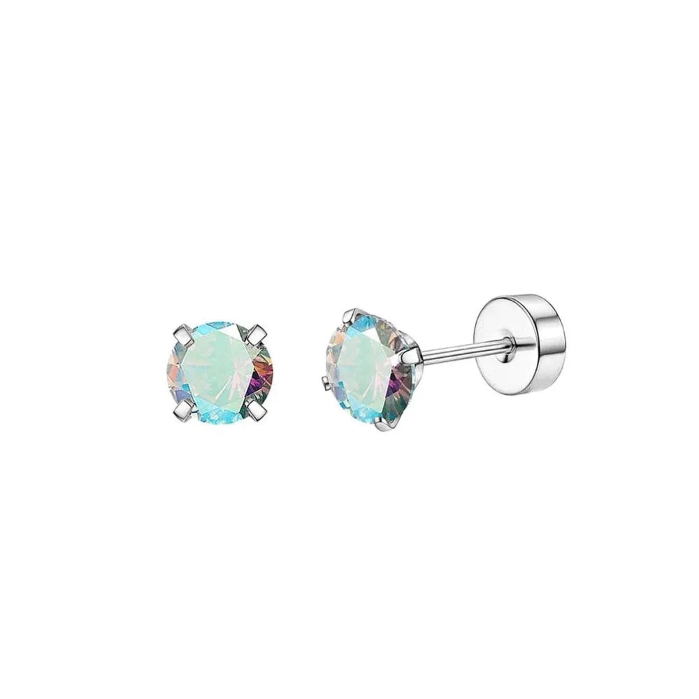 Set di 6 Paia di Orecchini per Piercing Multipli, Piccoli Orecchini a Cerchio, Orecchini a Perno con Zirconi, Opale e Perla per Donne
