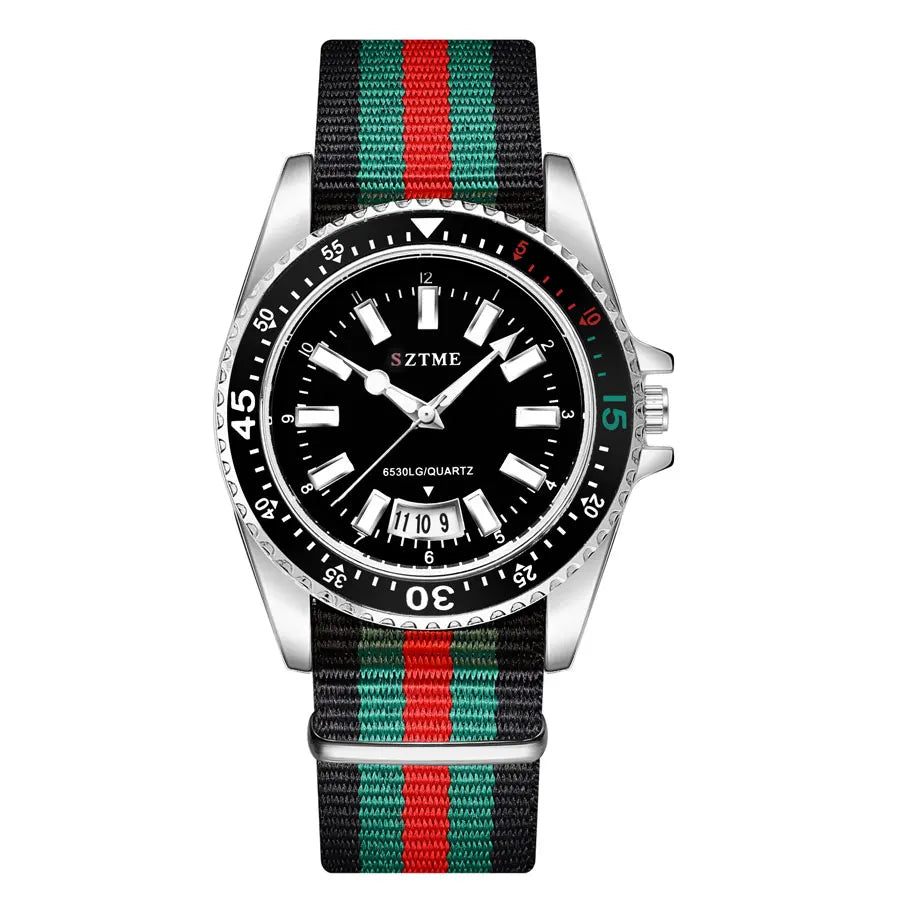 Nuovo orologio da calendario con cinturino in nylon da uomo alla moda, lussuoso e semplice orologio al quarzo con luce notturna per uomo d'affari e donna