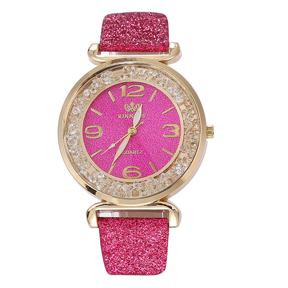 Orologio da donna di marca di lusso Orologio da polso al quarzo da donna con cassa rotonda Orologi da donna Orologio da festival Regalo di San Valentino