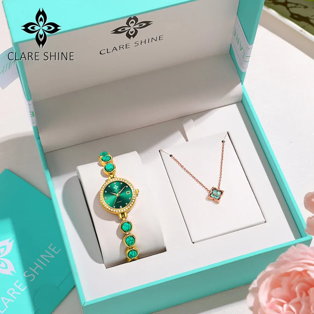 Orologio da donna CLARE SHINE Brand 7708, elegante orologio al quarzo di lusso, impermeabile, con datario, collezione Stellar Eyes.