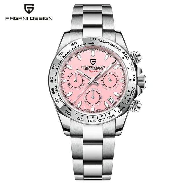 PAGANI DESIGN Nuovo orologio da polso al quarzo da uomo con lunetta in acciaio inossidabile, cronografo di lusso con vetro zaffiro VK63, orologio da uomo reloj hombre
