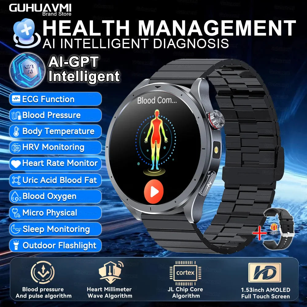 Nuovo Smartwatch 2026 per Analisi del Grasso Corporeo, ECG+PPG, Acido Urico, Pressione Sanguigna, Ossigeno nel Sangue, Orologio con Chiamate per Uomini e Donne
