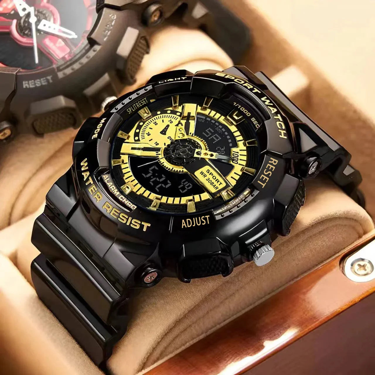Orologi da uomo di tendenza alla moda, orologio elettronico sportivo multifunzione per giovani