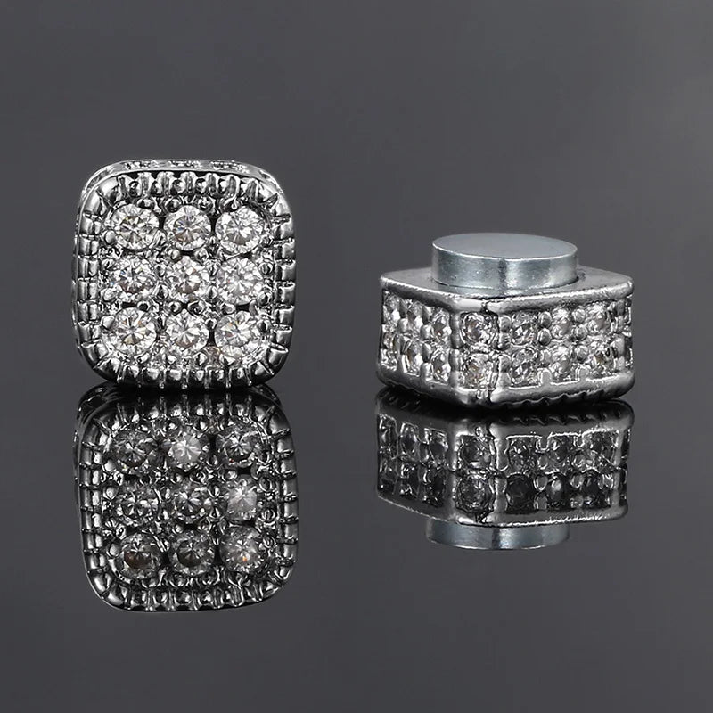 Orecchini finti Ice Out per uomo donna Forte magnete magnetico in acciaio inossidabile non penetrante Accessori per gioielli di moda Hip Hop Rock
