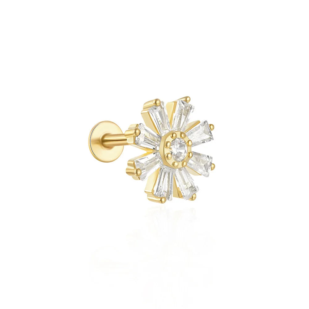 Orecchini con polsini piatti filettati con nappa tempestata di diamanti di nuovo stile, accessori per orecchie in stile europeo e americano.
