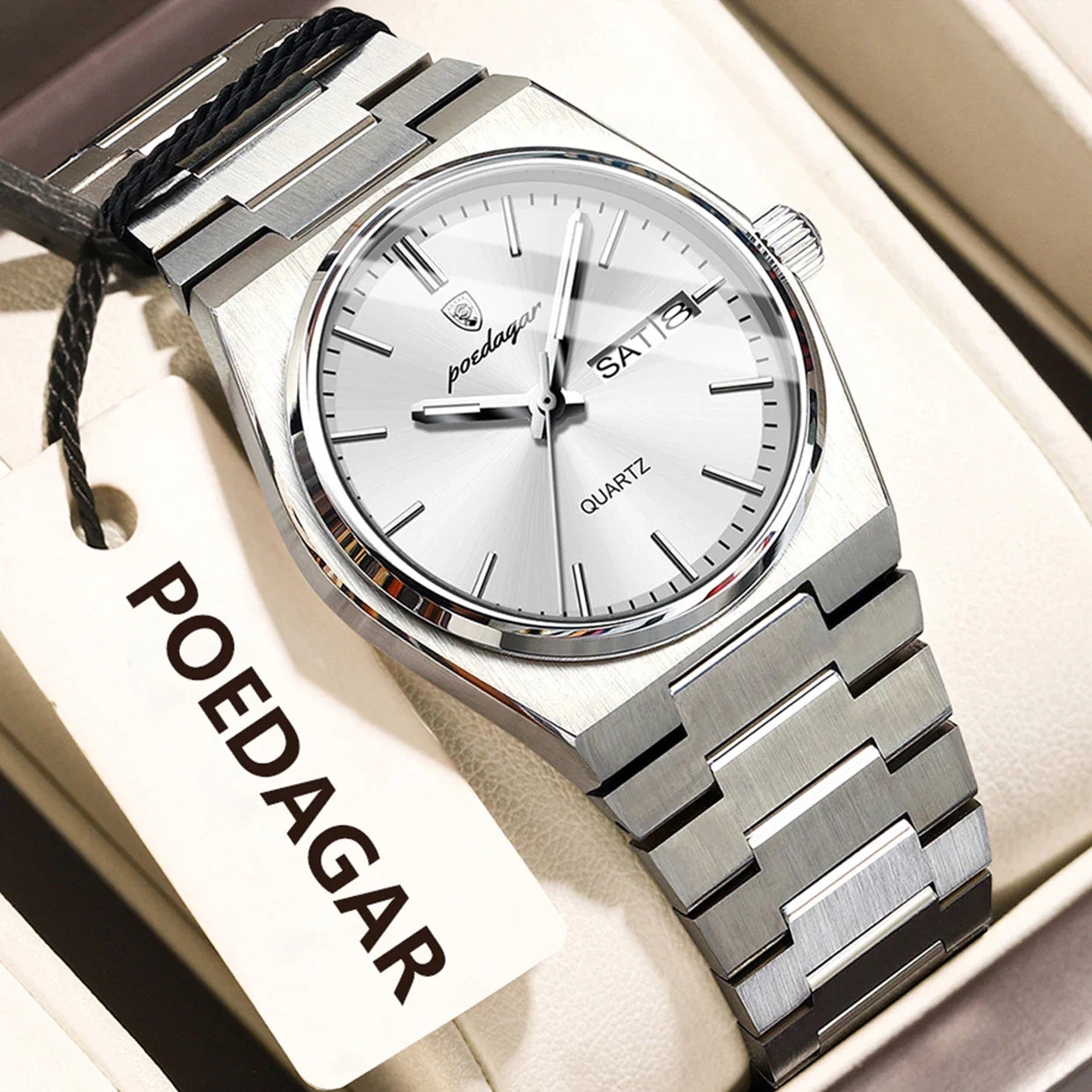 POEDAGAR Orologio da donna alla moda Orologio da polso da donna di lusso luminoso impermeabile in acciaio inossidabile Data settimana Orologi al quarzo da donna Reloj