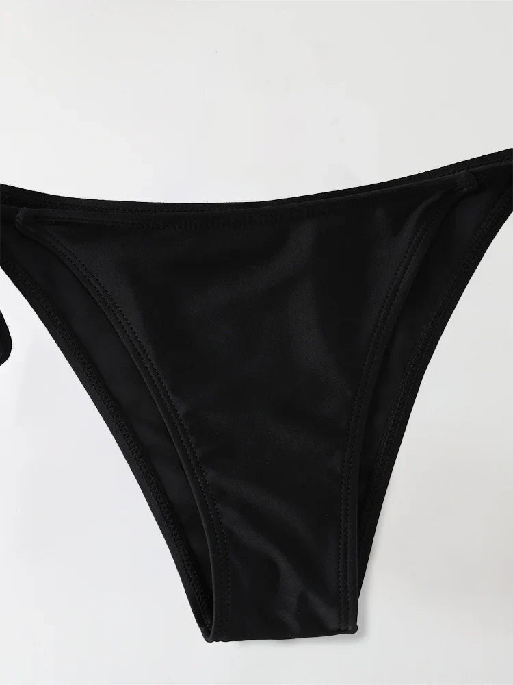 Set 2 Pezzi Bikini Sexy alla Moda per Donna, Costume da Bagno Triangolare con Laccetti, Abbigliamento da Spiaggia, Perizoma, Costume Intero Brasiliano