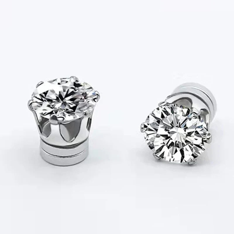 1 paio di orecchini a clip con orecchio magnetico forte in cristallo per uomo donna orecchini con magnete zircone rotondo punk regalo di gioielli non penetranti