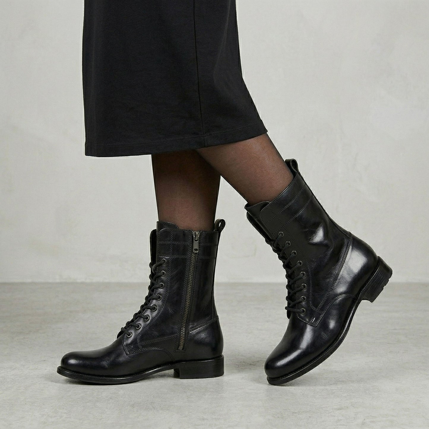 Anfibio EAGLE Stringato Artigianale in Vera pelle nero
