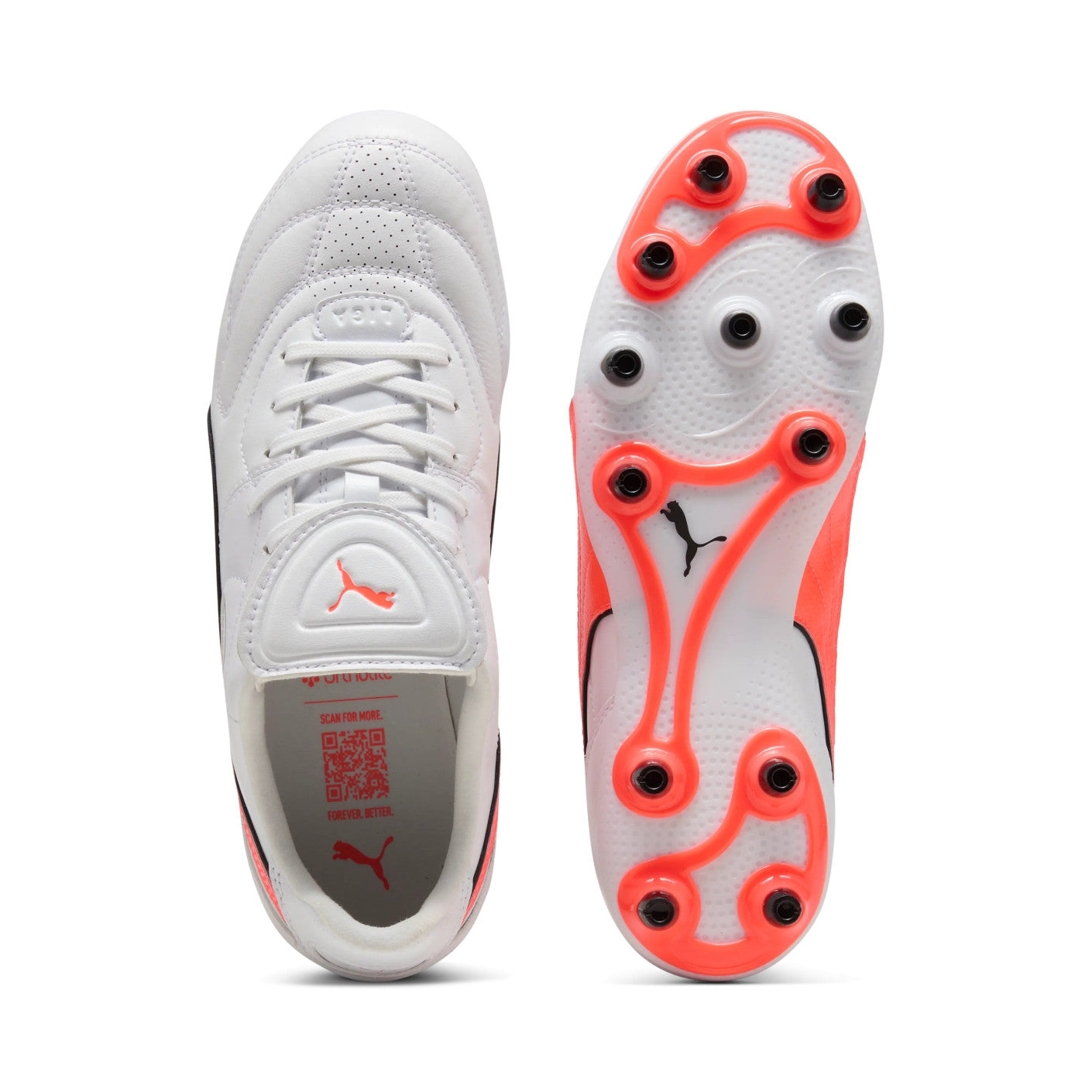 Scarpe Calcio Puma King Liga Bianca e Arancione FG/AG