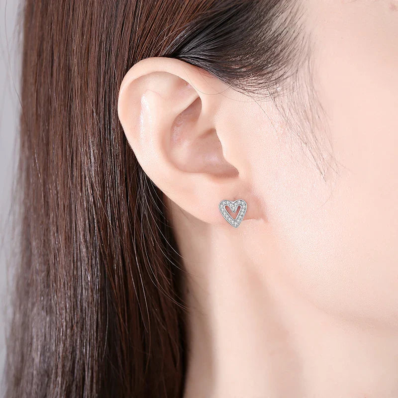 Orecchini Originali in Argento Sterling 925, Modello 2026, a Perno e a Cerchio con Cristalli, per Donna, in Oro Rosa, con Corona, Cuore, Infinito, Ape, Gioielli