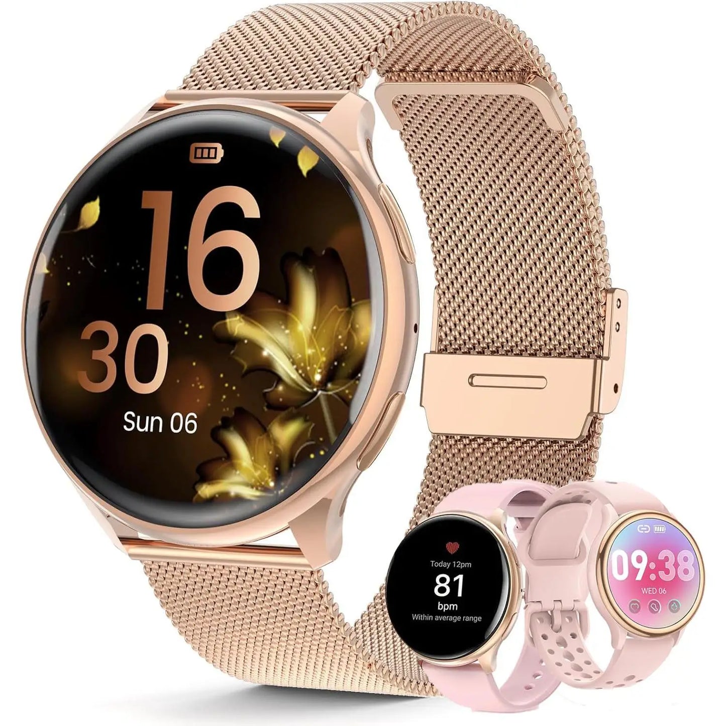 Smartwatch da donna IP68, modello 2025 con schermo AMOLED da 1,43", chiamate Bluetooth, oltre 120 sport disponibili, monitoraggio frequenza cardiaca, SpO2, pressione sanguigna e sonno. Smartwatch per Android e iOS.