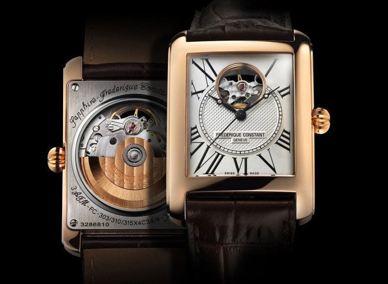 Frederique Constant FC-310MC4S34 – Automatico Swiss Made, quadrante bianco, cassa rettangolare 30.4×33.3 mm acciaio oro rosa