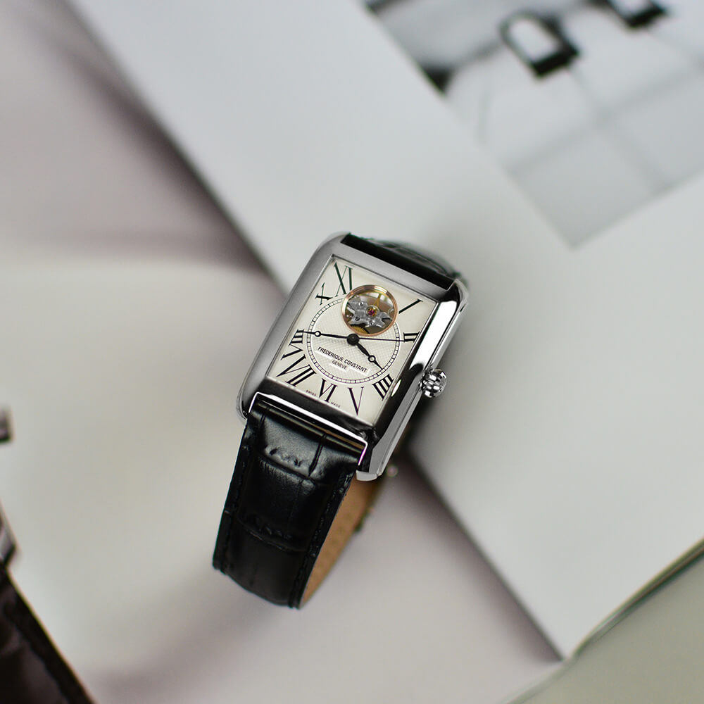 Frederique Constant FC-310MC4S36 – Automatico Swiss Made, quadrante silver, cassa rettangolare 30.4×33.3 mm