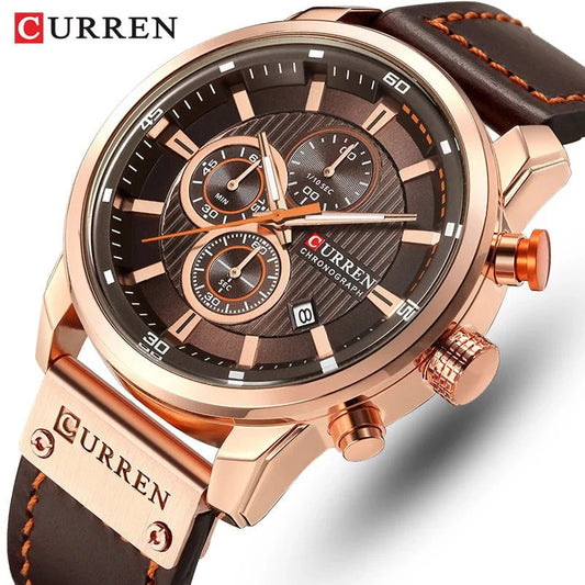 CURREN orologio da uomo in pelle orologi sportivi da uomo esercito militare orologio da polso al quarzo cronografo orologio maschile Relogio Masculino