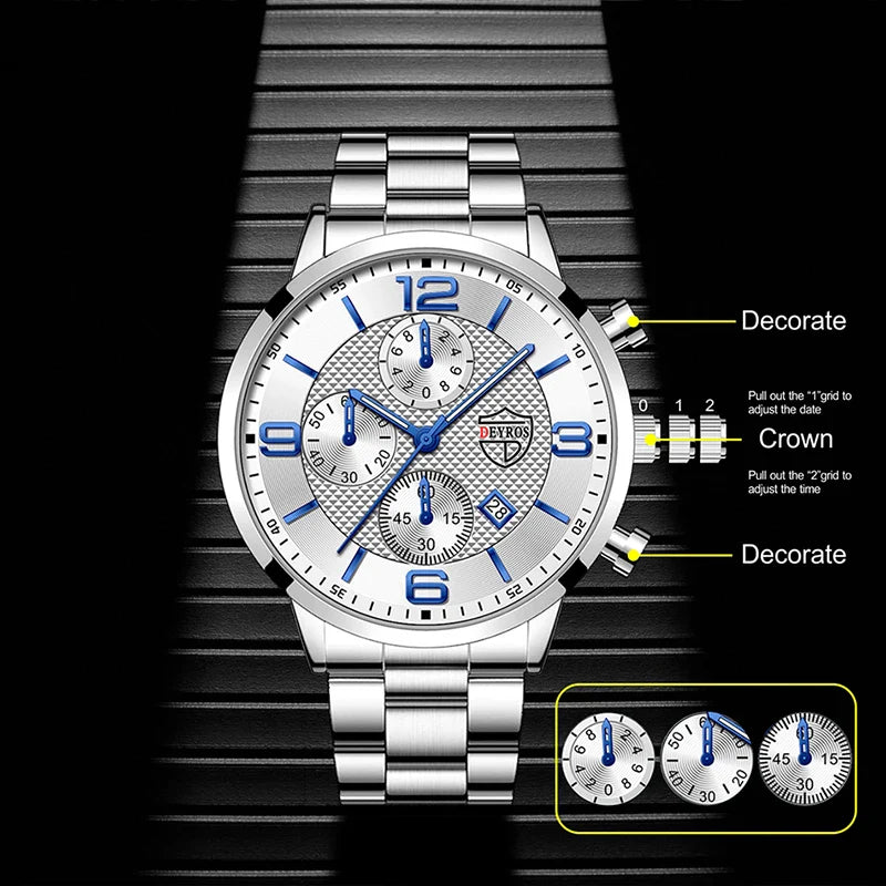 Orologi da uomo alla moda Orologio da polso al quarzo di lusso Calendario da uomo Business Casual Orologio in pelle Orologio luminoso