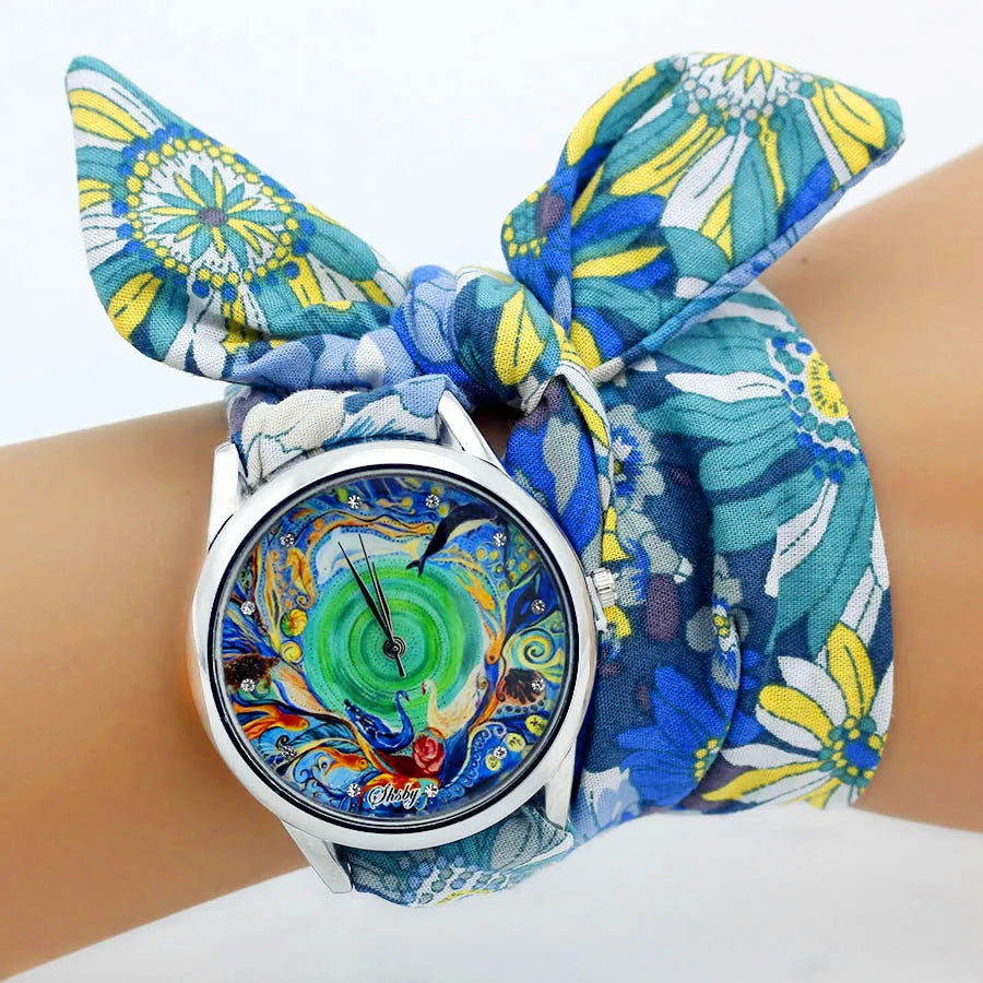 Shsby Nuovo orologio da polso in stoffa da donna Orologio da donna alla moda Orologio al quarzo argento di alta qualità Orologio da ragazza dolce Orologio in tessuto
