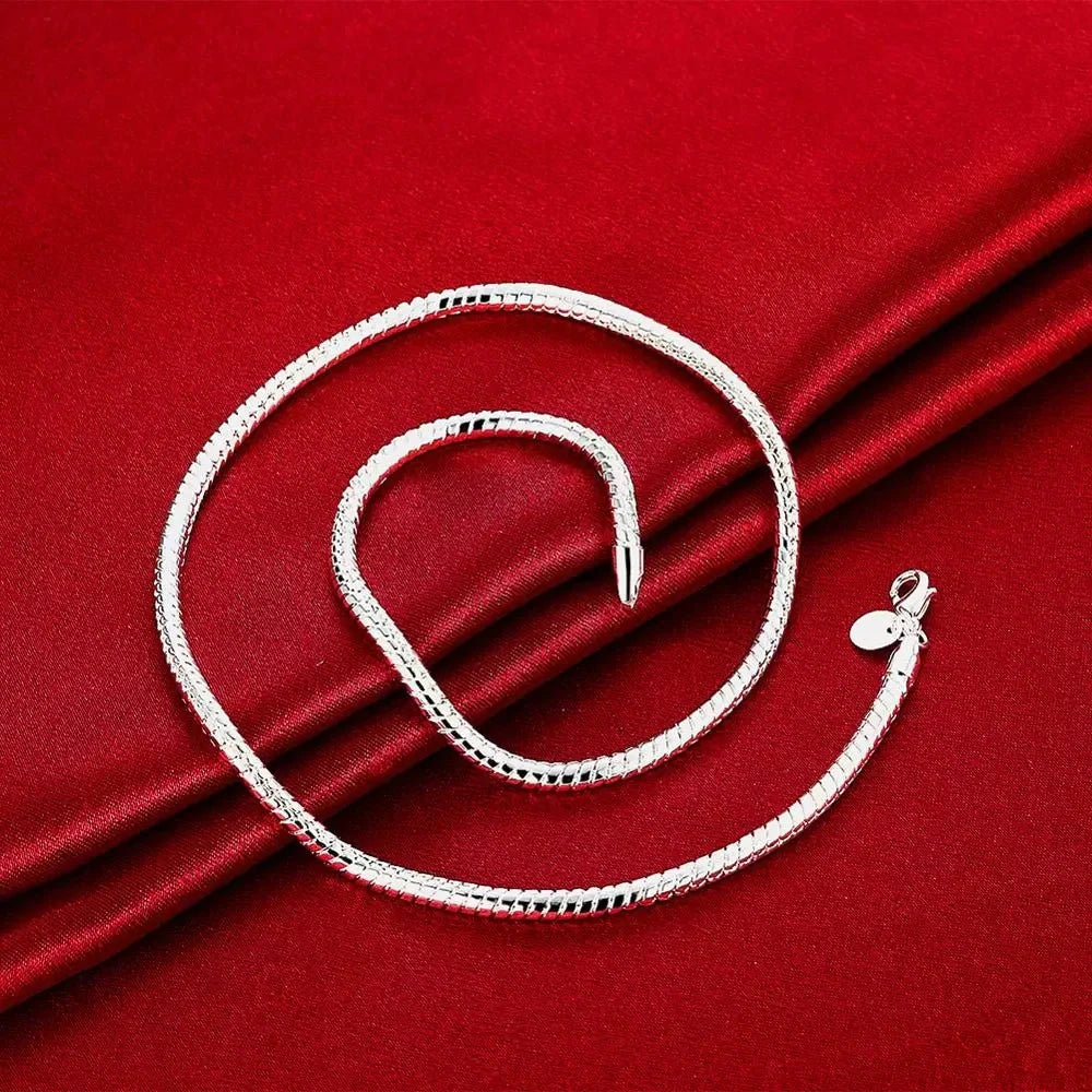 Fine 3MM Catena in osso di serpente Braccialetti in argento sterling 925 Collana Set di gioielli per uomo Donna Marchi di moda Regali di nozze per feste