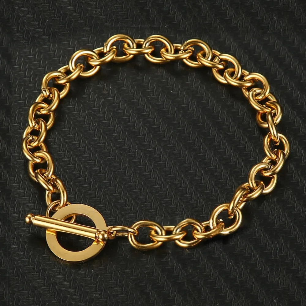 Set di gioielli con ginocchiera in acciaio inossidabile di nuovo stile per uomo e donna, set di bracciali e collane con catena a maglie