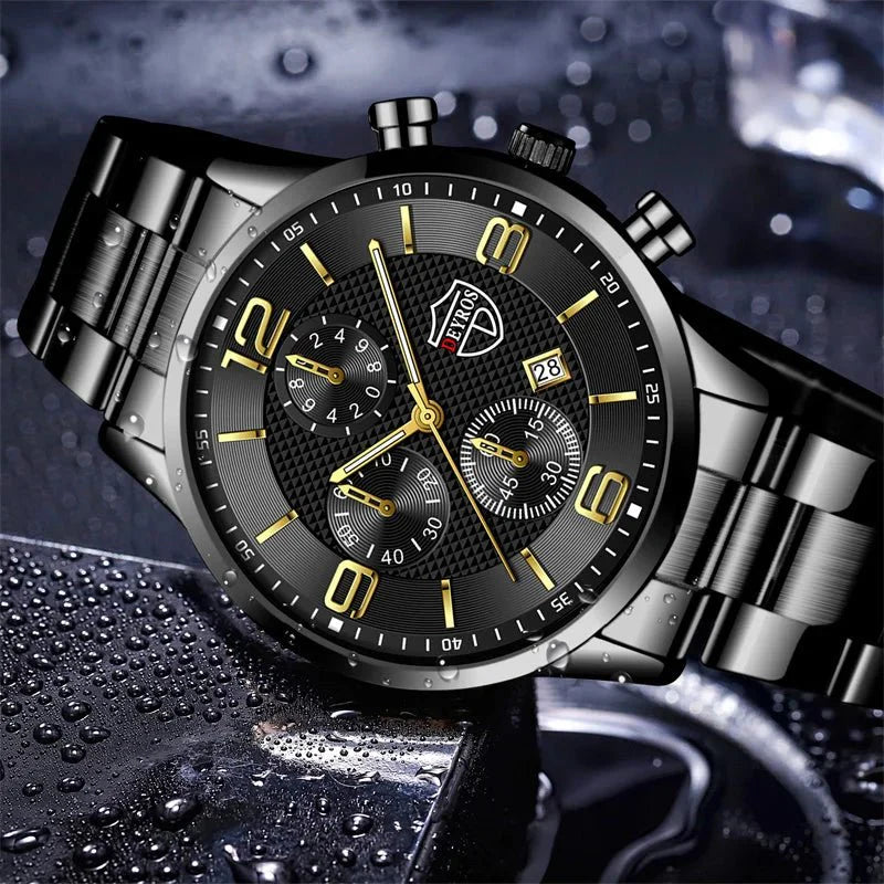 Orologi da uomo alla moda Orologio da polso al quarzo di lusso Calendario da uomo Business Casual Orologio in pelle Orologio luminoso