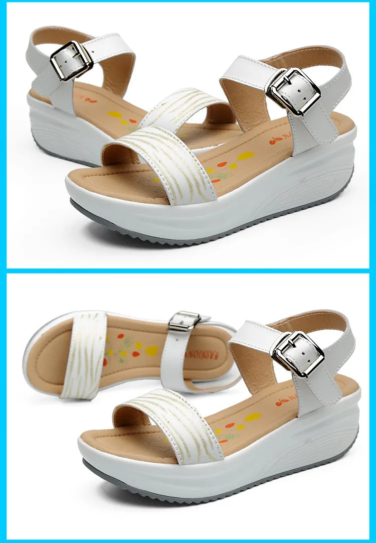 WOIZGIC Women's Ladies Female Genuine Leather Shoes Platform Sandals High Heels Summer Cool Beach Flip Flop 35-40 CDBY-5531