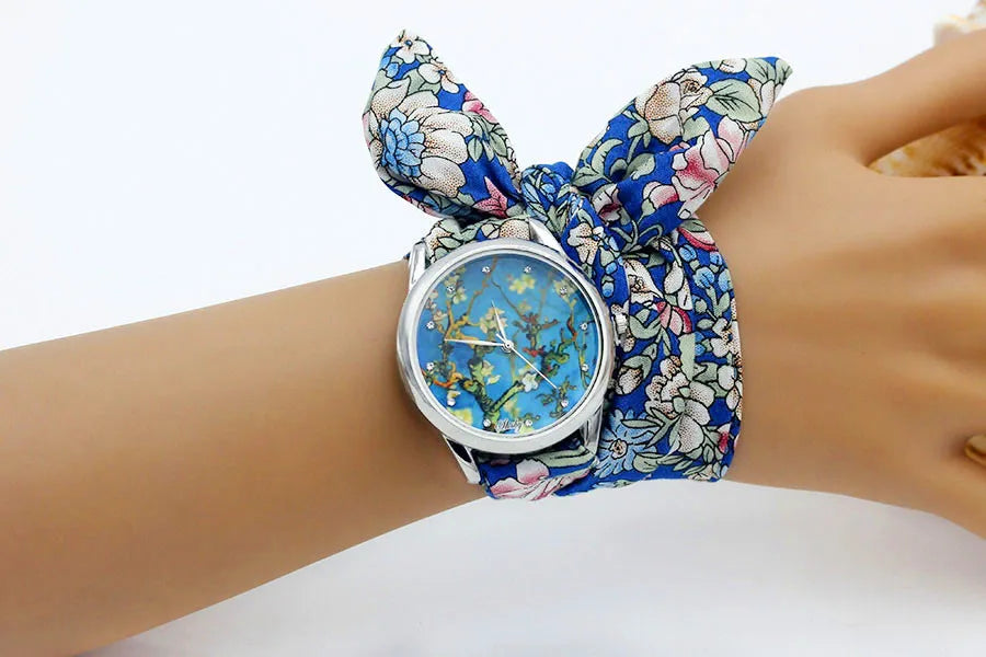 Shsby Nuovo orologio da polso in stoffa da donna Orologio da donna alla moda Orologio al quarzo argento di alta qualità Orologio da ragazza dolce Orologio in tessuto