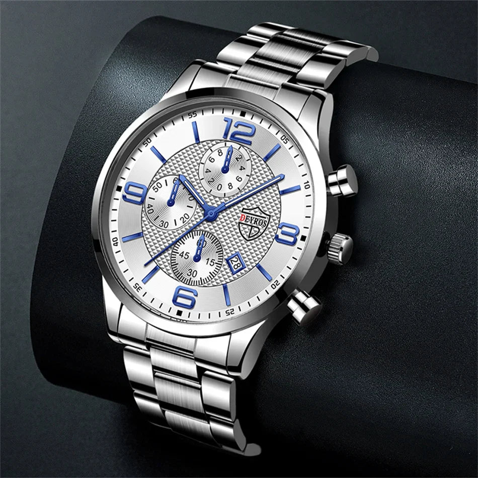 Orologi da uomo alla moda Orologio da polso al quarzo di lusso Calendario da uomo Business Casual Orologio in pelle Orologio luminoso