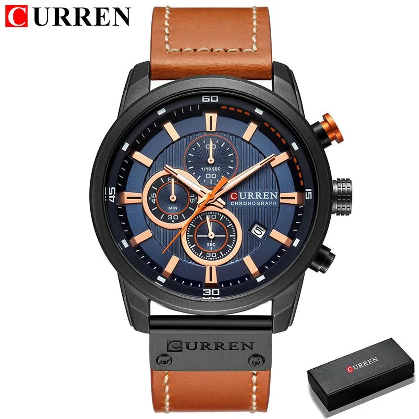 CURREN orologio da uomo in pelle orologi sportivi da uomo esercito militare orologio da polso al quarzo cronografo orologio maschile Relogio Masculino