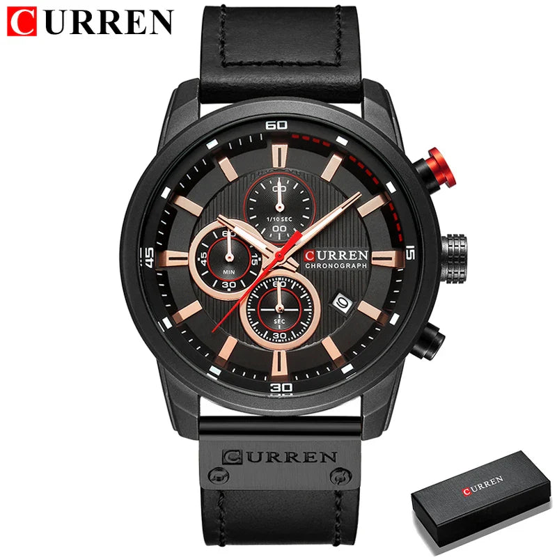 CURREN orologio da uomo in pelle orologi sportivi da uomo esercito militare orologio da polso al quarzo cronografo orologio maschile Relogio Masculino