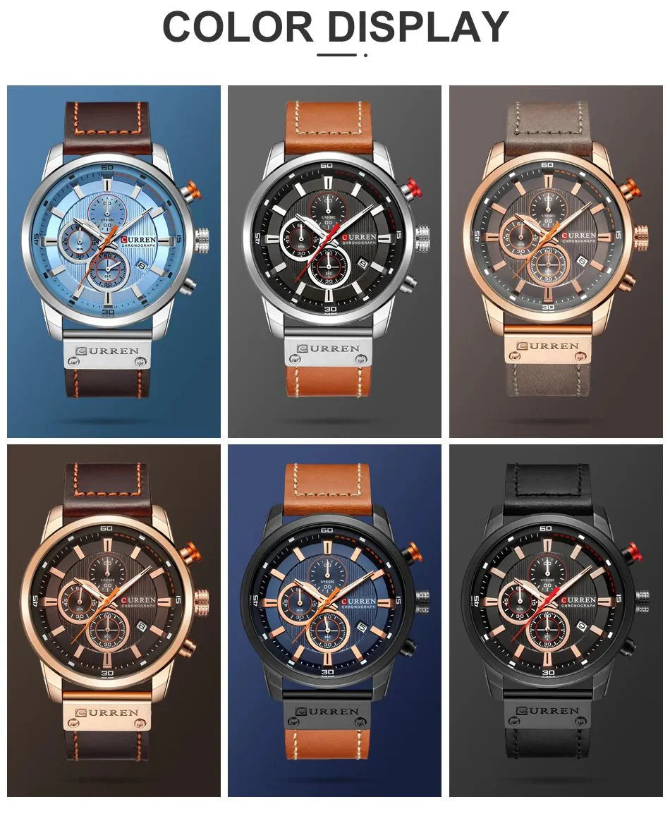 CURREN orologio da uomo in pelle orologi sportivi da uomo esercito militare orologio da polso al quarzo cronografo orologio maschile Relogio Masculino