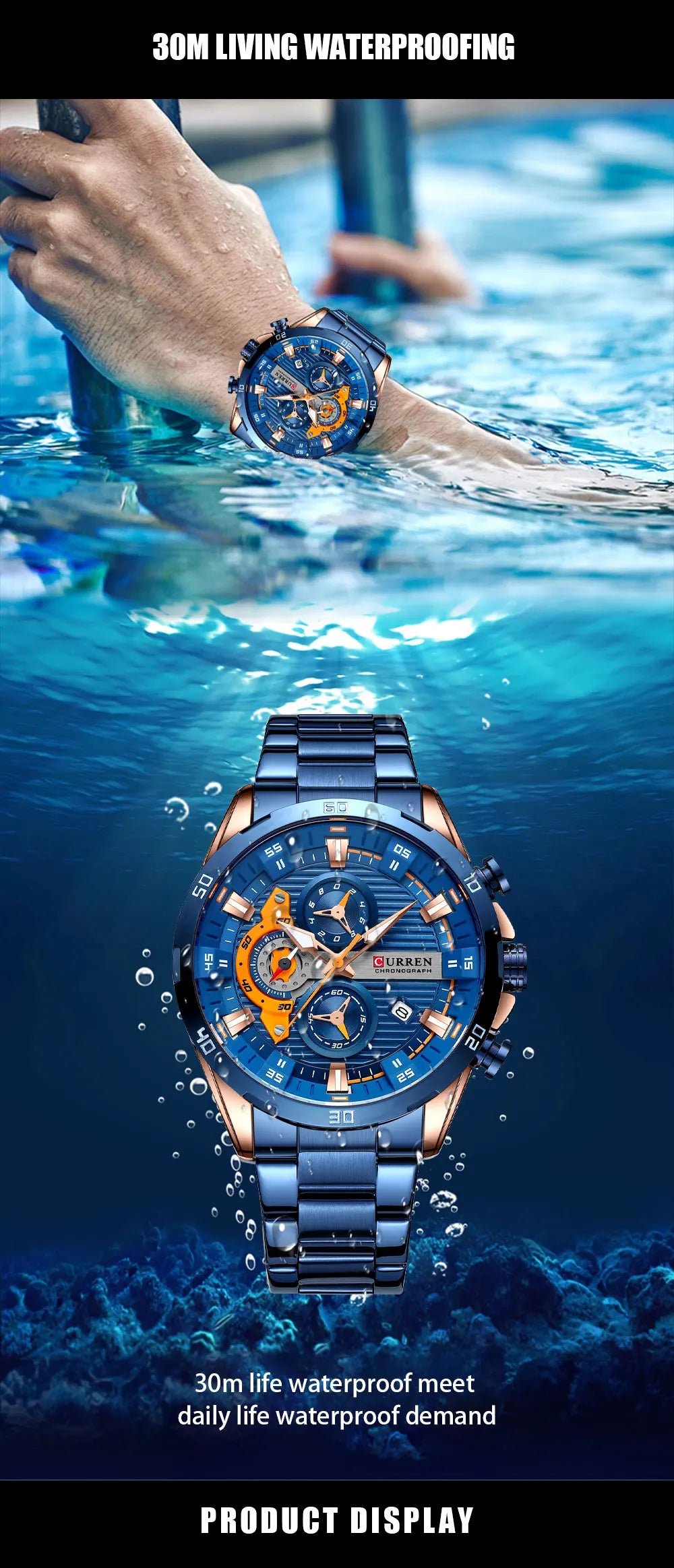 CURREN orologio da uomo orologi da uomo al quarzo sportivi di lusso delle migliori marche orologio da polso cronografo impermeabile in acciaio pieno da uomo Relogio Masculino