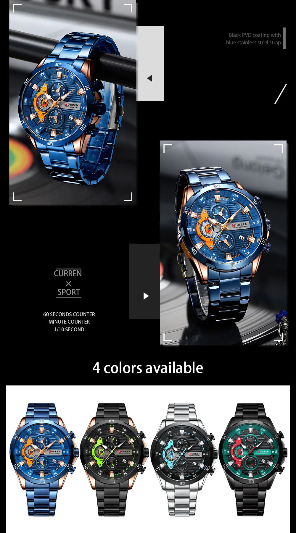 CURREN orologio da uomo orologi da uomo al quarzo sportivi di lusso delle migliori marche orologio da polso cronografo impermeabile in acciaio pieno da uomo Relogio Masculino