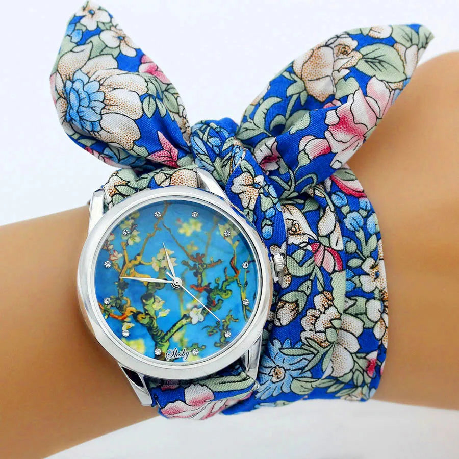 Shsby Nuovo orologio da polso in stoffa da donna Orologio da donna alla moda Orologio al quarzo argento di alta qualità Orologio da ragazza dolce Orologio in tessuto