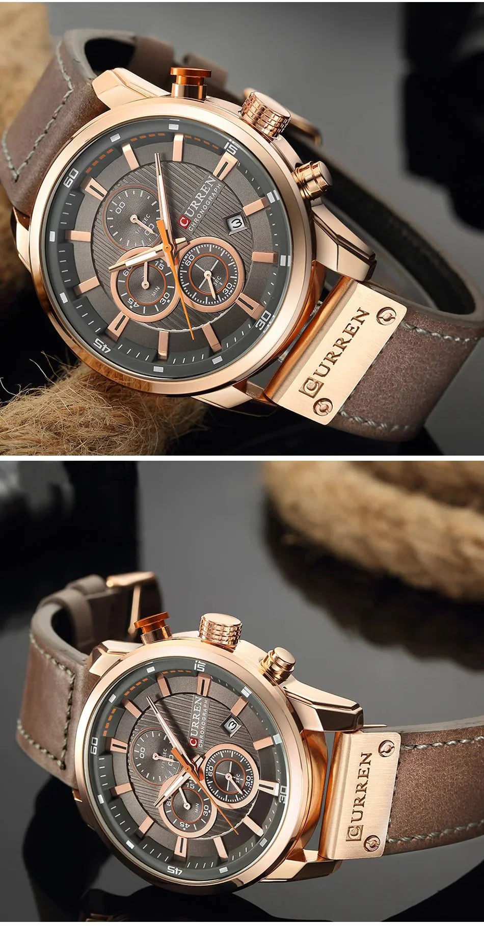 CURREN orologio da uomo in pelle orologi sportivi da uomo esercito militare orologio da polso al quarzo cronografo orologio maschile Relogio Masculino