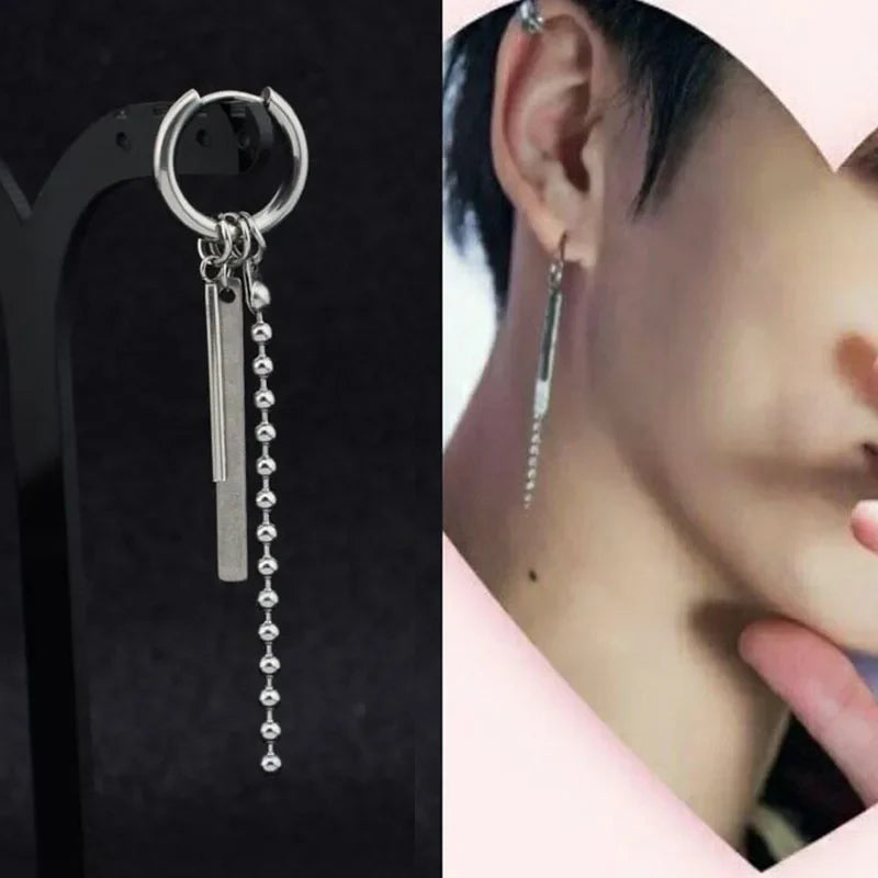 KPOP Orecchini coreani in acciaio inossidabile Donna Uomo Luna Piuma Catena Croce Orecchini punk geometrici Gioielli Hip Hop Unisex