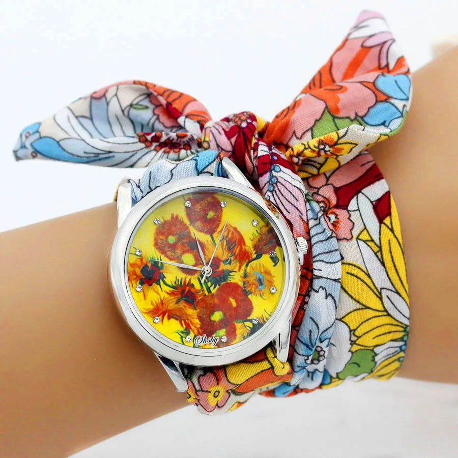 Shsby Nuovo orologio da polso in stoffa da donna Orologio da donna alla moda Orologio al quarzo argento di alta qualità Orologio da ragazza dolce Orologio in tessuto