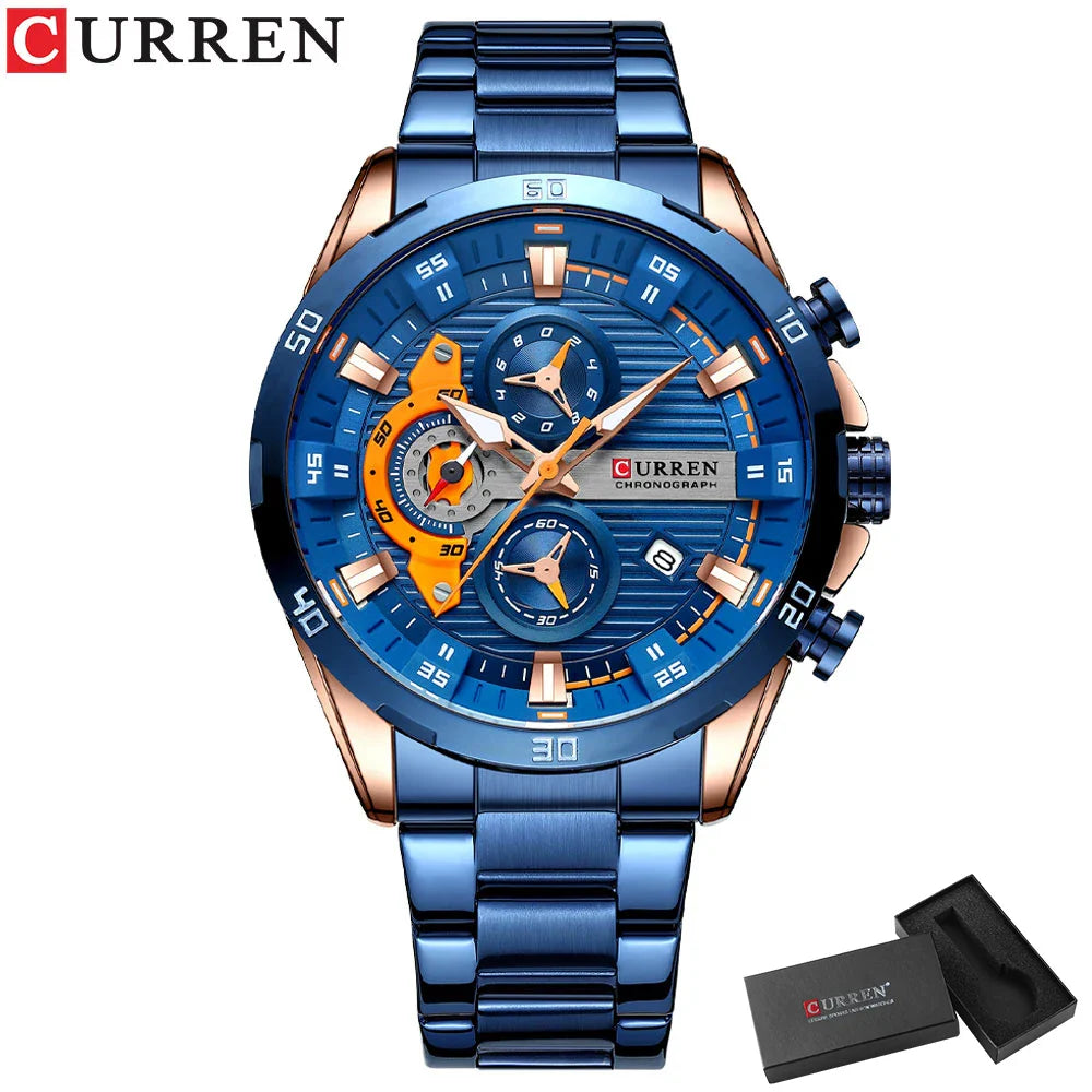 CURREN orologio da uomo orologi da uomo al quarzo sportivi di lusso delle migliori marche orologio da polso cronografo impermeabile in acciaio pieno da uomo Relogio Masculino