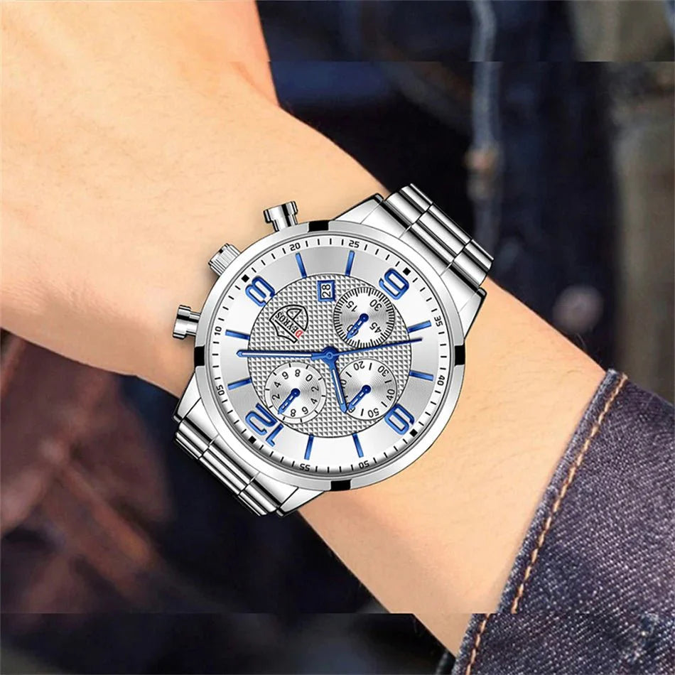 Orologi da uomo alla moda Orologio da polso al quarzo di lusso Calendario da uomo Business Casual Orologio in pelle Orologio luminoso