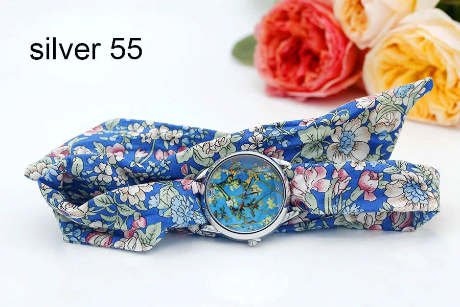 Shsby Nuovo orologio da polso in stoffa da donna Orologio da donna alla moda Orologio al quarzo argento di alta qualità Orologio da ragazza dolce Orologio in tessuto