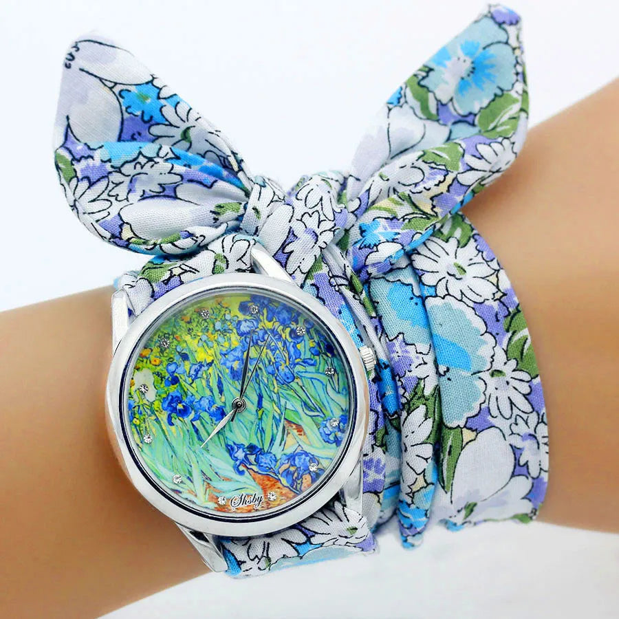 Shsby Nuovo orologio da polso in stoffa da donna Orologio da donna alla moda Orologio al quarzo argento di alta qualità Orologio da ragazza dolce Orologio in tessuto