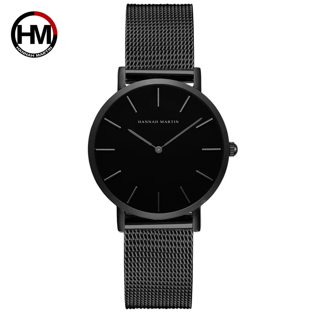 HANNAH MARTIN Movimento al quarzo giapponese in acciaio inossidabile di qualità del marchio Orologio Dropshipping da donna impermeabile da 36 mm in oro rosa completo